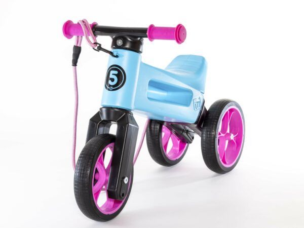 Odrážadlo FUNNY WHEELS Rider SuperSport 2v1 modré svetlé s popruhom a tichými kolesami