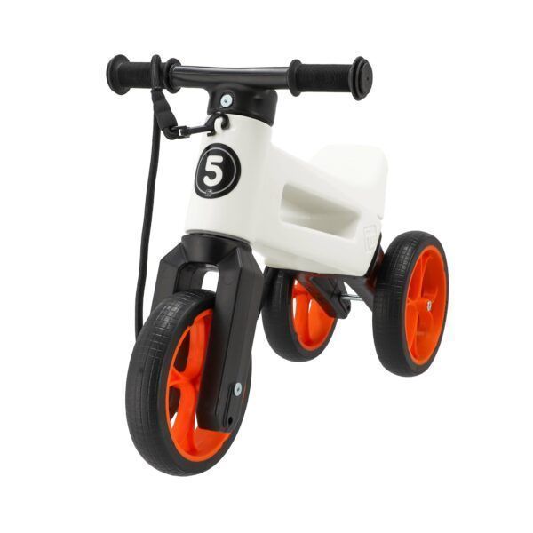 Odrážedlo FUNNY WHEELS Rider SuperSport 2v1 bílé /oranžové s popruhem a tichými koly
