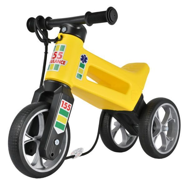 Odrážadlo FUNNY WHEELS Rider SuperSport 2v1 Záchranná služba s popruhom a tichými kolesami